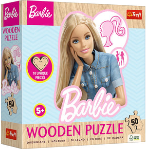 Trefl favorite fashionable barbie mattel hout houten legpuzzel - 50 stukjes - vanaf 4 jaar