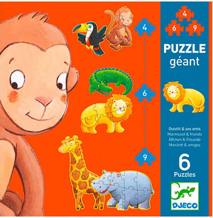 Djeco puzzel dieren fsc - marmoset friends - educatief speelgoed.