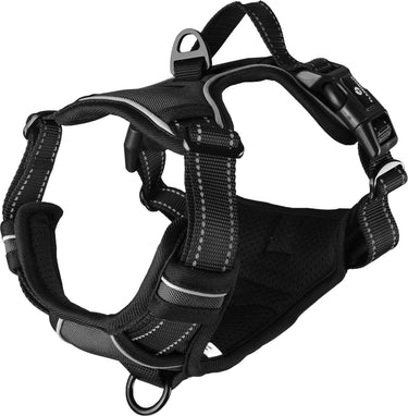 Flamingo harnas hond – honden tuigje – harnas hond anti trek – hondentuigjes – hondentuig anti trek – balou – zwart – maat m – a:32-56cm b:50-65cm