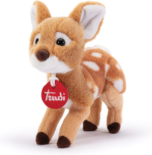 Trudi - no knuffel hert 16 cm - handgemaakt in italie - zacht pluche - knuffeldier voor jongens en meisjes - bruin wit - 8x16x14 cm maat xs