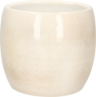 Mica decorations bloempot - beige - keramiek - 16 x 14 cm - plantenpotten binnen