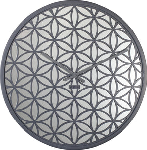 Nextime - wandklok - 50 cm - hout spiegel - grijs - 'bella mirror'