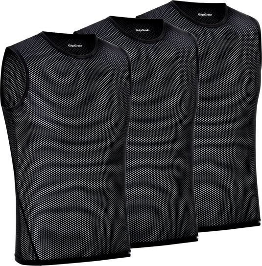 Gripgrab - ultralight 3pack mesh mouwloos base layer zomer fiets ondershirt polygiene zweethemd - zwart - heren - maat xxl