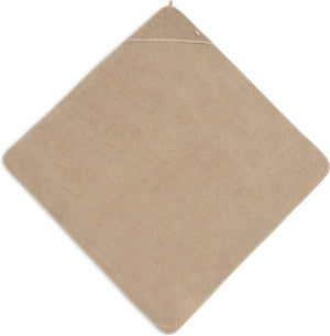 Jollein - badcape badstof 100x100cm - baby handdoek met badcape, omslagdoek, badponcho - biscuit
