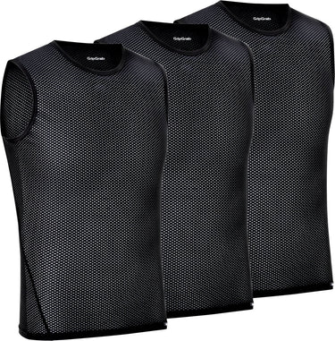 Gripgrab - ultralight 3pack mesh mouwloos base layer zomer fiets ondershirt polygiene zweethemd - zwart - heren - maat xl