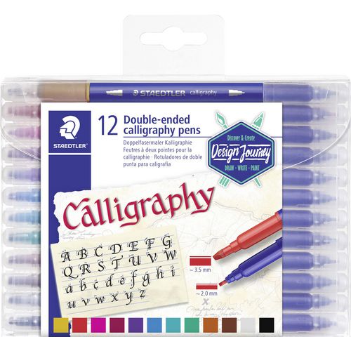 Staedtler kalligrafiepennen 3005 tb12 kleurenassortiment inkt op waterbasis