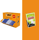 Bic® bic atlantis classic grip - balpennen blauw - valuepack 30+6 gratis - inclusief gratis tactic spel wedden dat je het kan