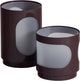 Woood tavo windlichten - metaal glas - bruin - set van 2