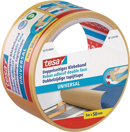 Tesa universal dubbelzijdige tapijttape - 5 meter x 50 mm.