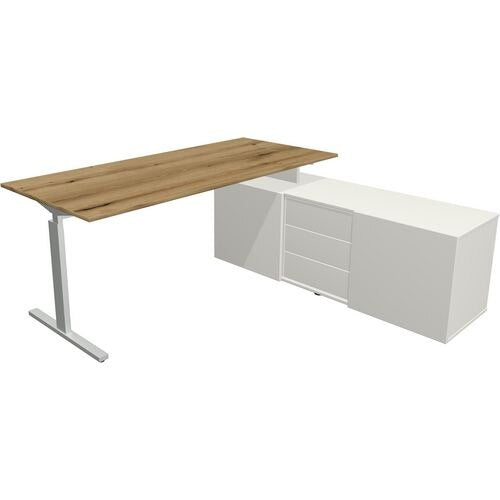 Bureau kerkmann 11026255 form 2 wit, zilver