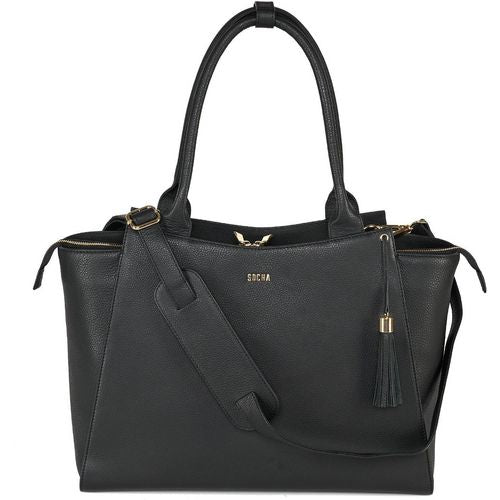Laptoptas socha so-diamond-caddy-bl leer zwart