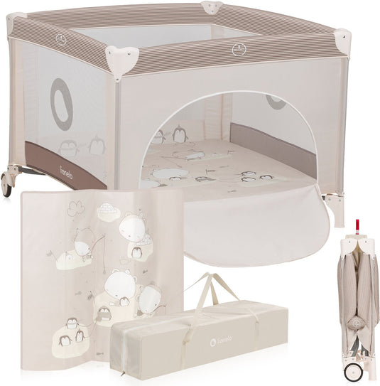 Lionelo bonnie kinderbox - kinderbed - tot 15 kg -zijwanden van luchtige gaas - ruime speelruimte - systeem voor snel in- en opvouwen - meegeleverde draagtas