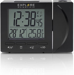 Bresser explore scientific rdp1001 radio gestuurde digitale projectiewekker | groot display | dag - datum aanduiding | thermometer | zwart