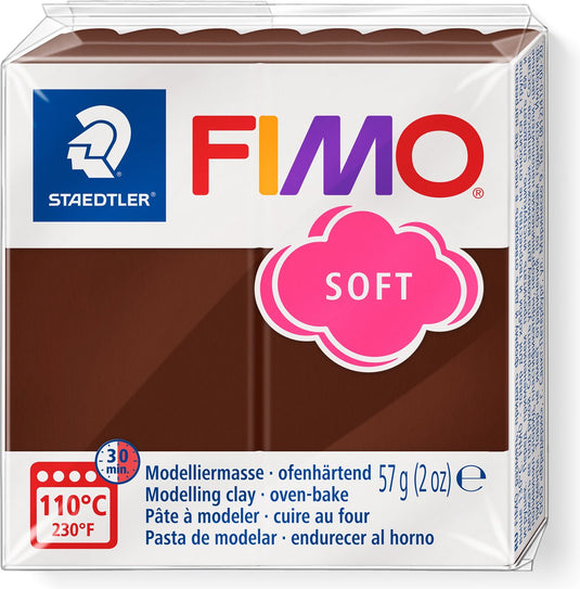 Fimo soft 8020 - ovenhardende boetseerklei - standaard blokje 57g - chocolade