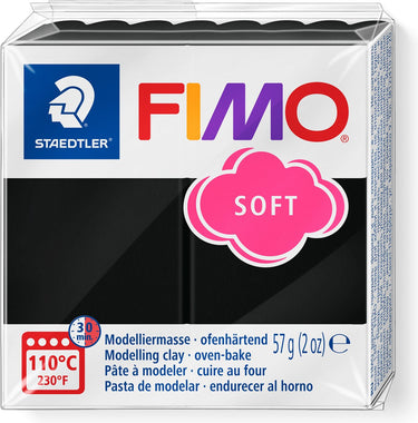 Fimo soft 8020 - ovenhardende boetseerklei - standaard blokje 57g - zwart