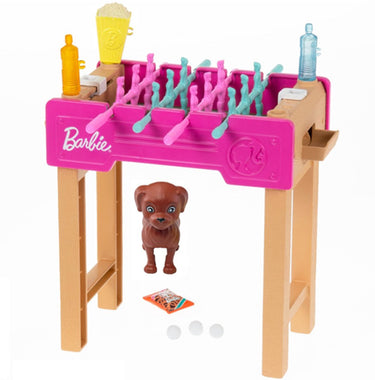Barbie mini playset voetbaltafel met hondje excl. poppen