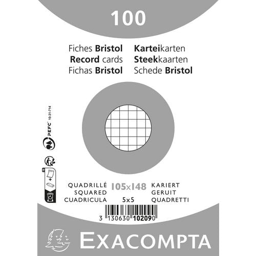 Indexkaarten exacompta 10209e wit papier