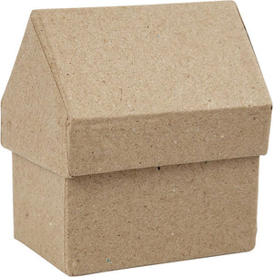 Creativ company huizen papier-mache, set van 4