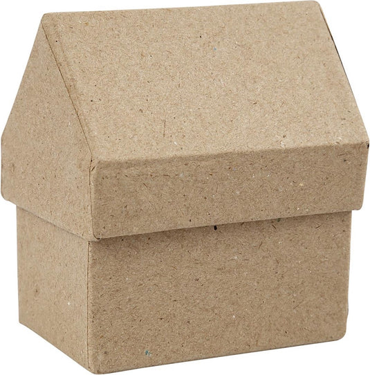 Creativ company huizen papier-mache, set van 4
