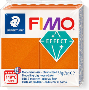 Fimo effect ovenhardende boetseerklei standaard blokje 57 g - metallic oranje