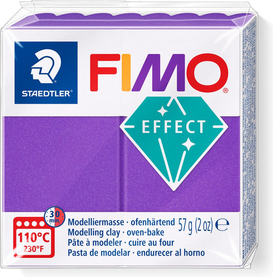 Fimo effect ovenhardende boetseerklei standaard blokje 57 g - metallic lila
