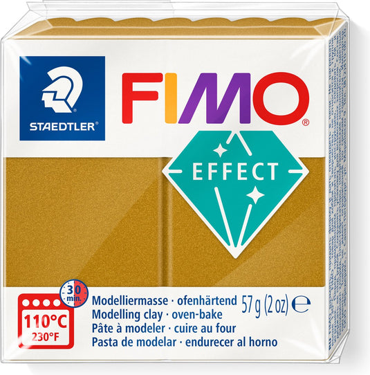 Fimo effect ovenhardende boetseerklei standaard blokje 57 g - metallic goud