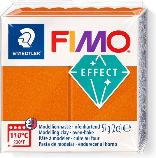 Fimo effect ovenhardende boetseerklei standaard blokje 57 g - metallic oranje