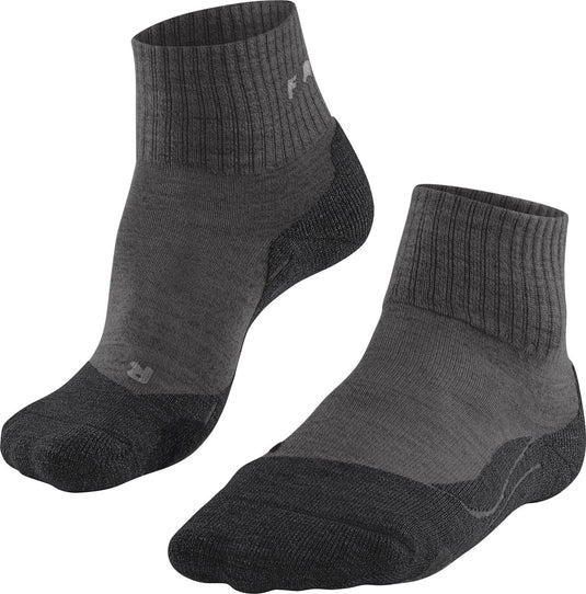 Falke tk2 wool short anti-blaar dik wol functioneel materiaal wandelsokken dames grijs - maat 35-36