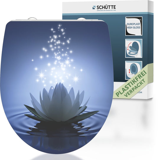 Schütte wc-bril 82582 water lily - high gloss - duroplast - soft close - afklikbaar - rvs-scharnieren - belastbaar tot 175 kg - decor - 1-zijdige print