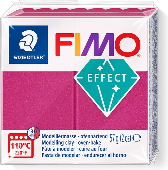 Fimo effect ovenhardende boetseerklei standaard blokje 57 g - metallic bordeaux