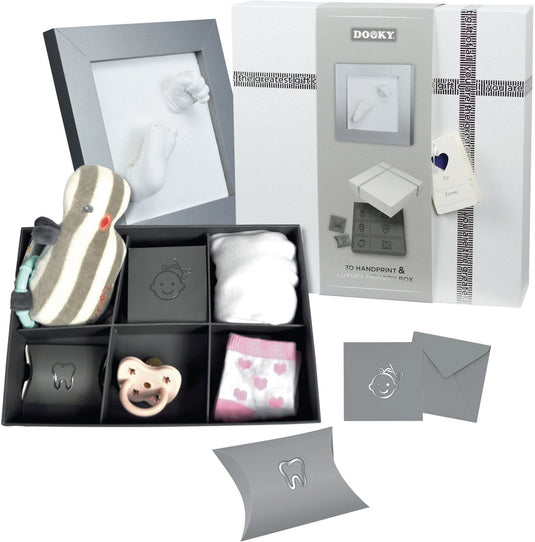 Dooky 3d baby hand- en voetafdruk lijst met memory box – foto en gips afdrukken – huidvriendelijk eenvoudig te maken – kraam- of cadeau geschenk