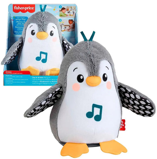 Fisher-price flap wobble penguin - 20 cm hoog - interactieve knuffel