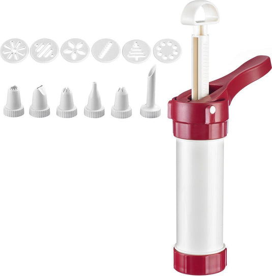 Westmark koekpers decoratiespuit, met 6 sjablonen en 6 spuitmonden, inhoud: 225 ml, kunststof, luxus, wit rood, 32302260