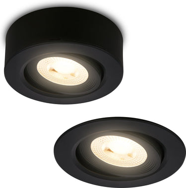 Briloner desi – opbouwspot 2-in-1 – opbouw- of inbouwspot – kantelbaar – warm wit licht – zwart – ø9 x 3 cm