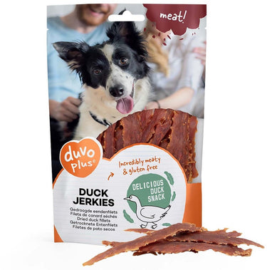 Duvo plus meat! snack eend jerkies voor honden 1kg