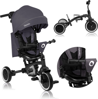 Lionelo tris plus kinderdriewieler 2in1 - driewieler loopfiets voor kinderen vanaf 9 maanden - groeit mee tot 5 jaar - 25 kg - 360° draaibare zitting - ouderduwstang - anti-lek wielen