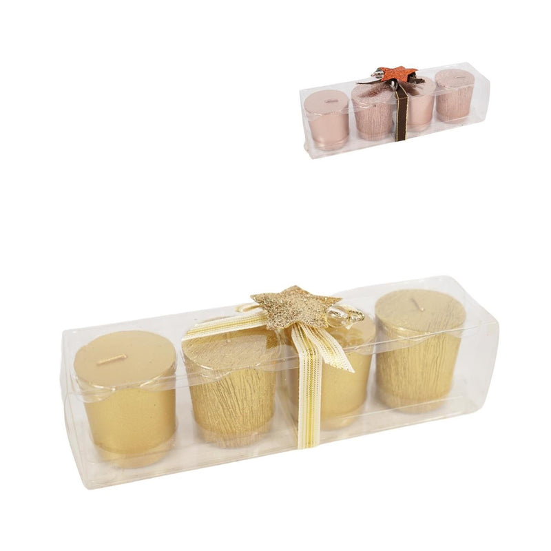 Load image into Gallery viewer, Kaarsen metallic glitter 5cm set van 4

