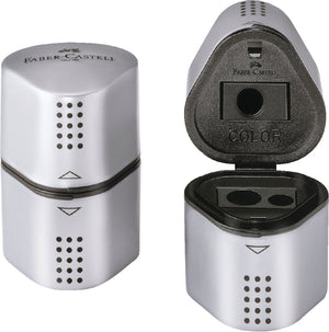 Faber-castell puntenslijper faber castell 2001 trio grip zilver