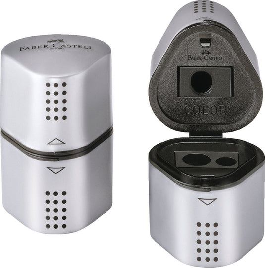 Faber-castell puntenslijper faber castell 2001 trio grip zilver