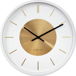 Nextime retro ii – wandklok – 25 cm – metaal – wit goud – stil