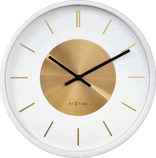 Nextime retro ii – wandklok – 25 cm – metaal – wit goud – stil