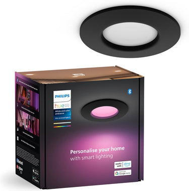 Philips hue inbouwspot dun - wit en gekleurd licht - ø90mm - zwart