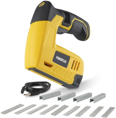 Powerplus powx13680 elektrische tacker - schietfrequentie: 40 min - incl. batterij 4v 2.0ah en laadkabel - 1000 acc.