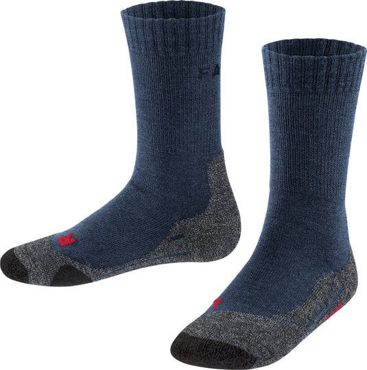 Falke tk2 anti-blaar dik wol functioneel materiaal wandelsokken kinderen blauw - maat 31-34