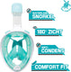 Sea turtle snorkelmasker - snorkel - duikbril - snorkelset - full face masker - volwassenen - wit turquoise - l xl
