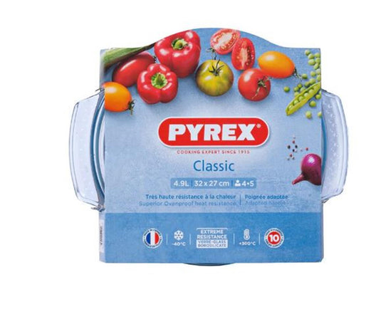Pyrex ronde ovenschaal met deksel 4,9l