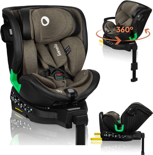 Lionelo harmony - i-size autostoel 4in1 - 360° draaibare - brede zitting - isofix + steunpoot - achterwaarts gericht tot 105 cm (18 kg) - 40 tot 150 cm - 0 tot 36 kg - side impact guard - rwf en fwf - bamboe hoes - dri-seat - hoofdsteun verstelbaar