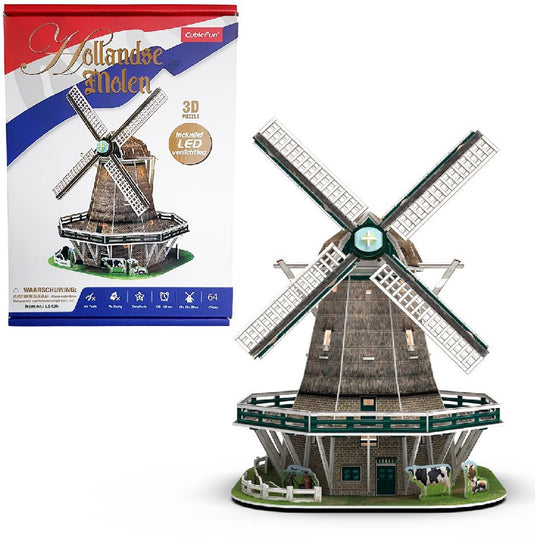 Cubic fun 3d puzzel molen led - 65st.