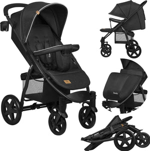 Lionelo buggy annet plus – lichtgewicht inklapbaar – grote massieve wielen met vering – inclusief voetenzak, klamboe bekerhouder – verstelbare rugleuning voetsteun – wandelwagen vanaf de geboorte tot 22 kg – kinderwagen