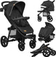 Lionelo buggy annet plus – lichtgewicht inklapbaar – grote massieve wielen met vering – inclusief voetenzak, klamboe bekerhouder – verstelbare rugleuning voetsteun – wandelwagen vanaf de geboorte tot 22 kg – kinderwagen
